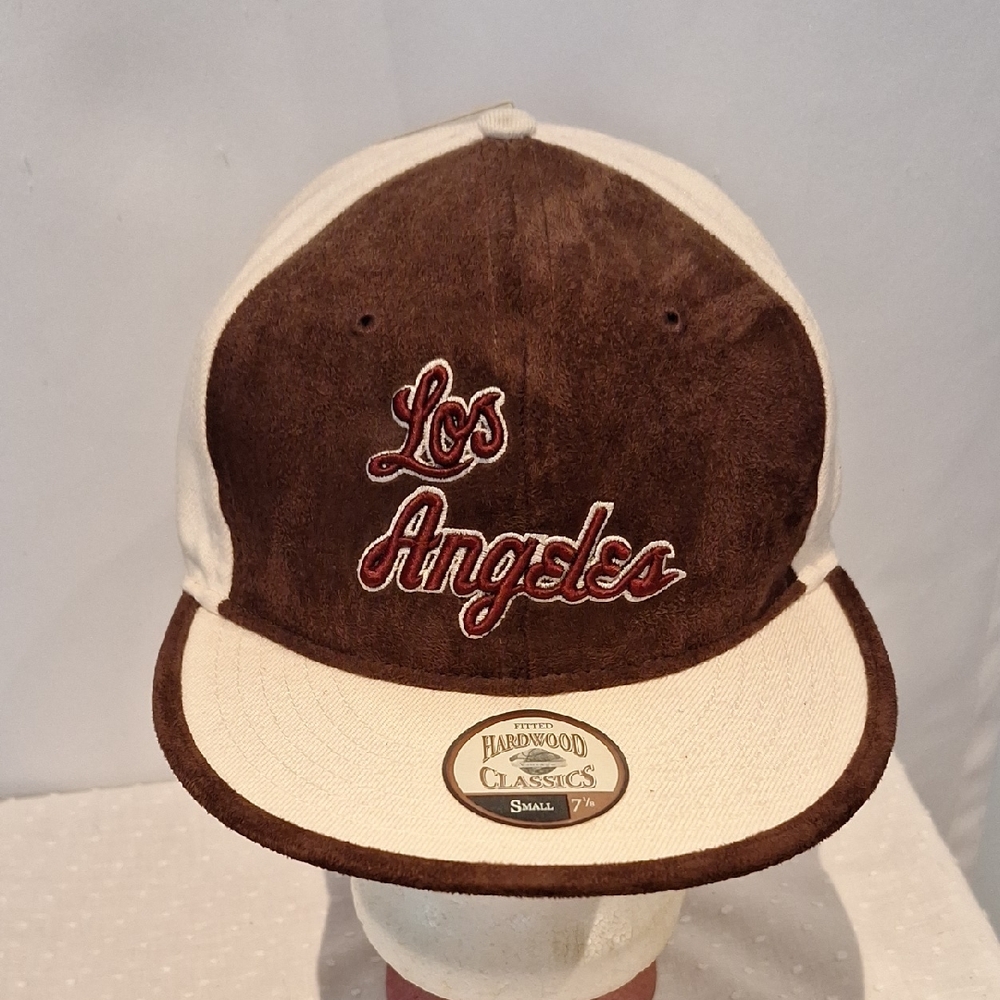 Los Angeles Lakers NBA Hardwood Classics Brown and Cream Fitted Cap Size 7 1/8 S
